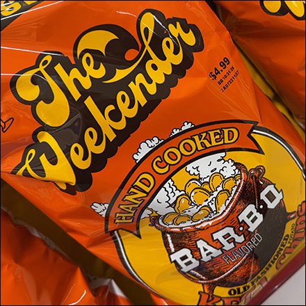 Weekender Hand Cooked BBQ Kettle Chips Display