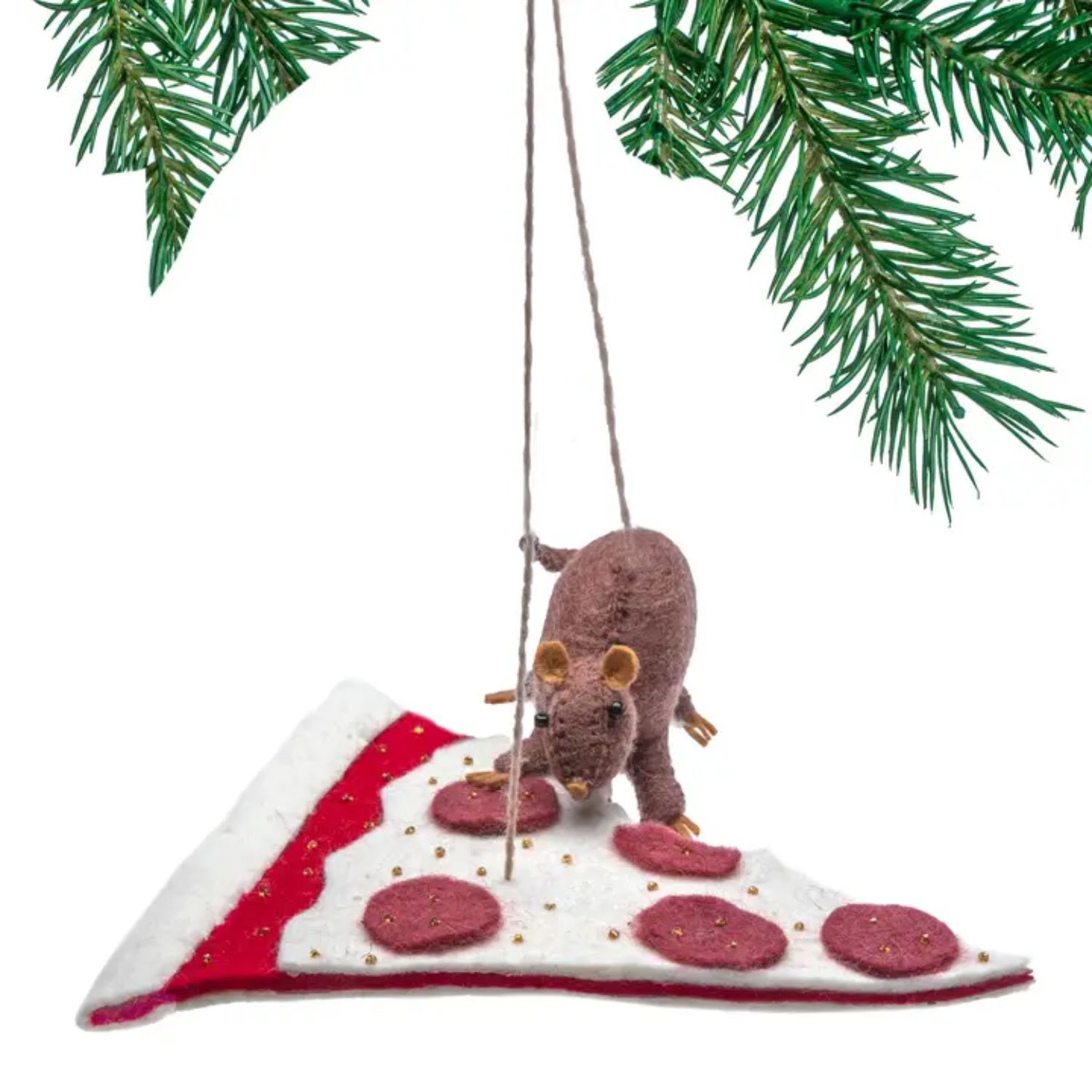 Silk Road Bazaar Baby Rat & Pizza Ornament