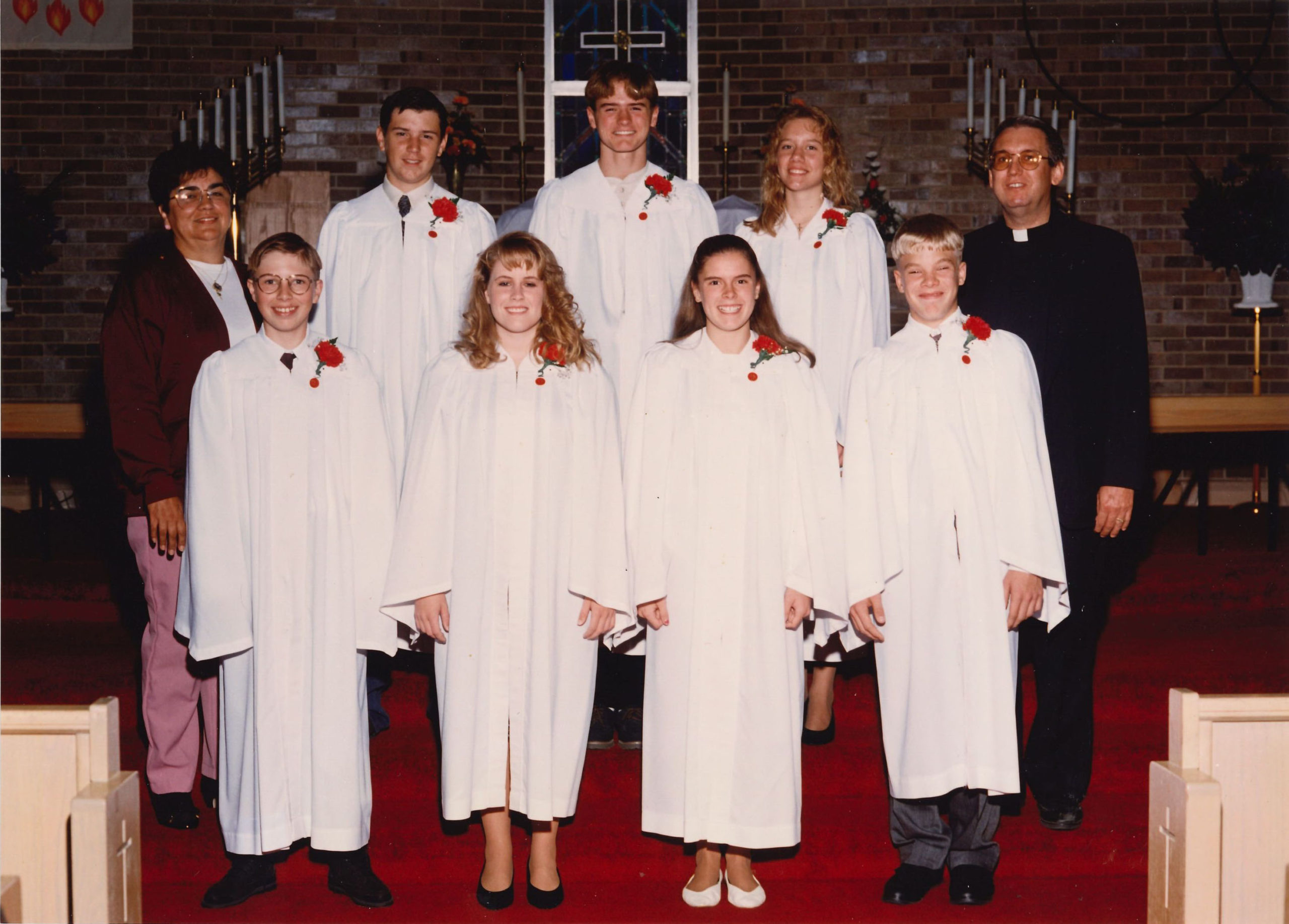 1994 1st row: Nick Hedquist, Tessa Malcom, Brandi Muirhead, Brandon Trautwein 2nd row: Deana Peck, Jeff Anders, Bob Bianchini, Marsha Fischer, Pastor Dale Jirousek