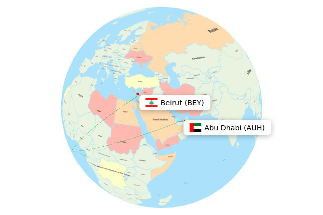 Actual Flight Paths From Abu Dhabi To Beirut Flightpaths Com AUH BEY 3d 