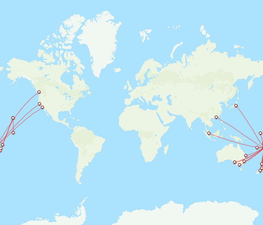 Fiji Airways Airline Routes FJ 2026 Map Flight Routes FJ 