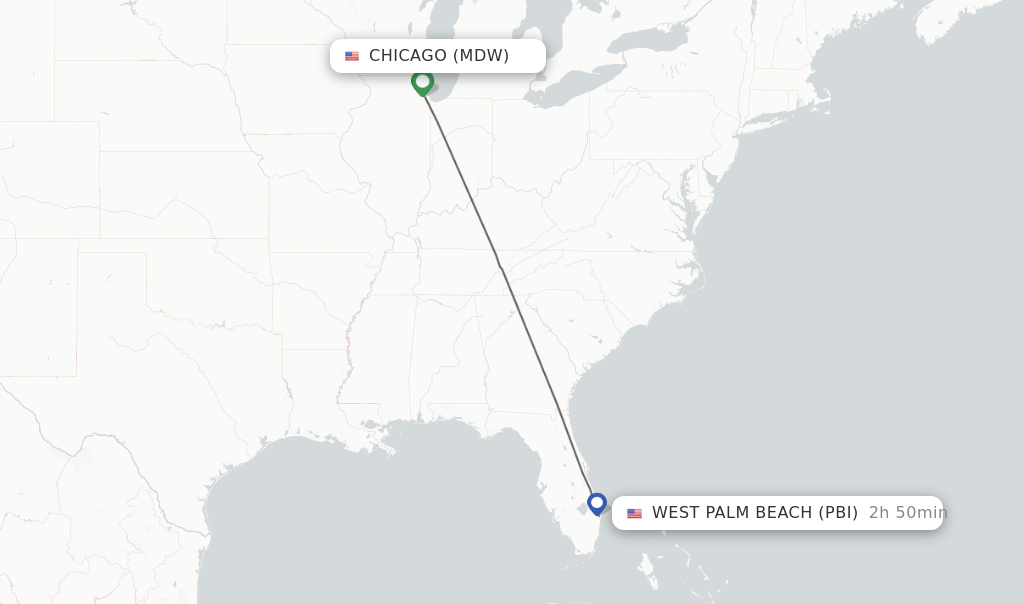 Direct (non-stop) flights from chicago to west palm beach
