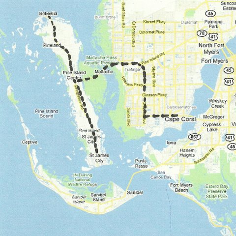Road Map Of Pine Island Florida Boundaries Major Cities And Geography MapSW005 