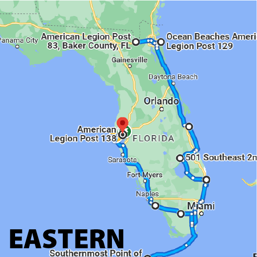 Western Route Map 01 Florida American Legion Eastern Route Map 