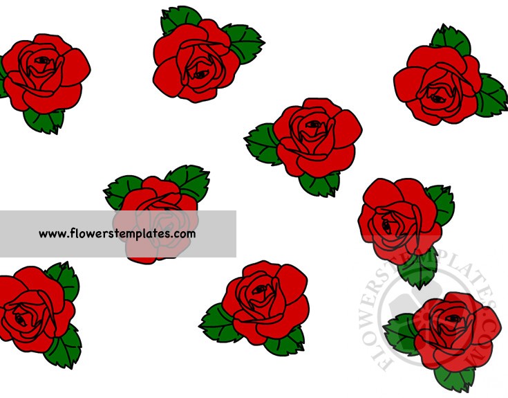 Red Rose pattern printable - Flowers Templates