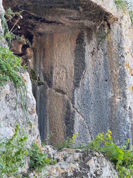 A stone carved horse