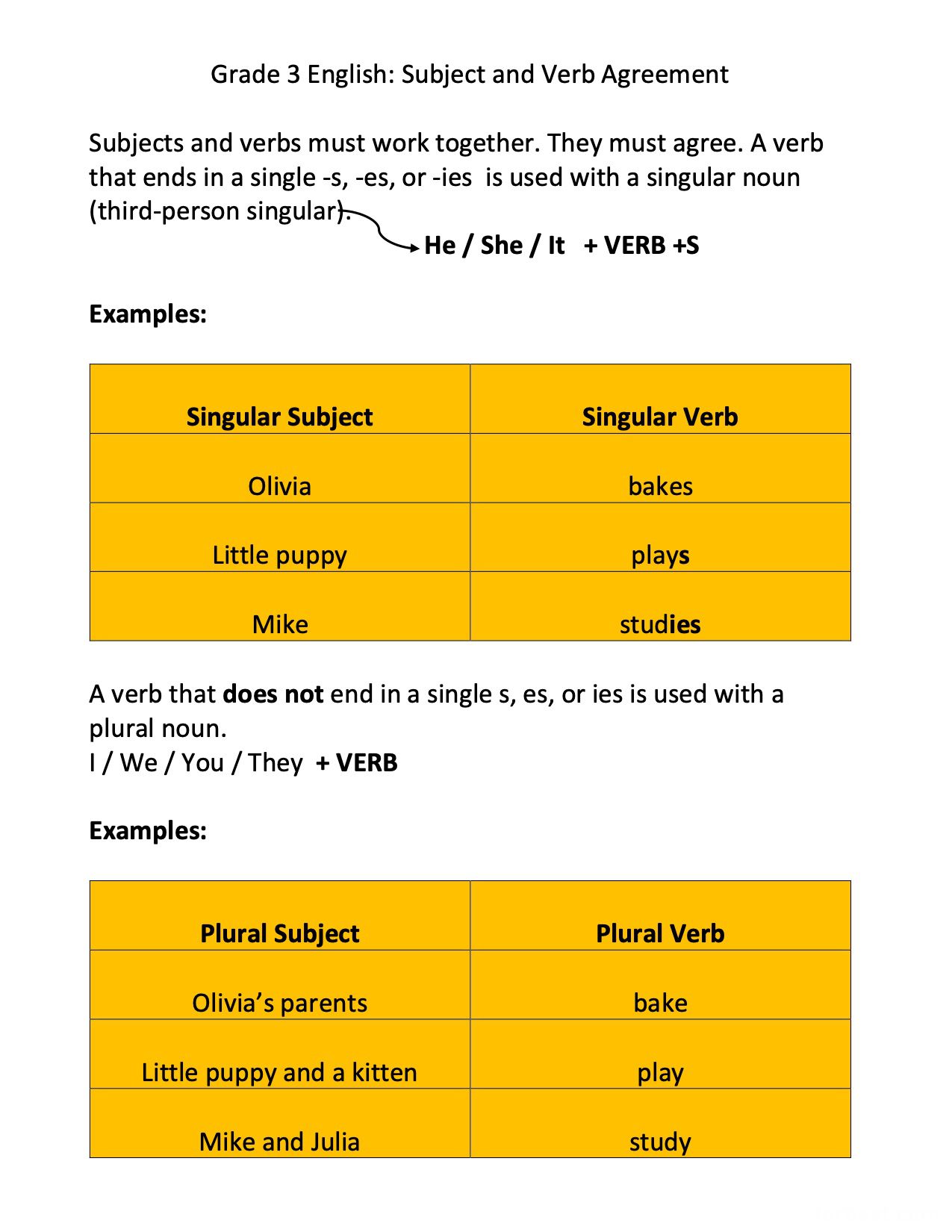 grade 3 english subject and verb agreement grade 3 forbest academy