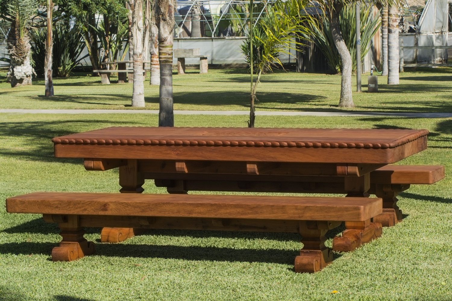 Custom Trestle Natural Wood Outdoor Table Forever Redwood