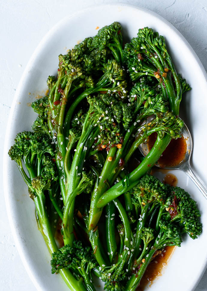 picture Soy Sauce Broccolini spicy sauteed sesame garlic broccolini fork knife swoon
