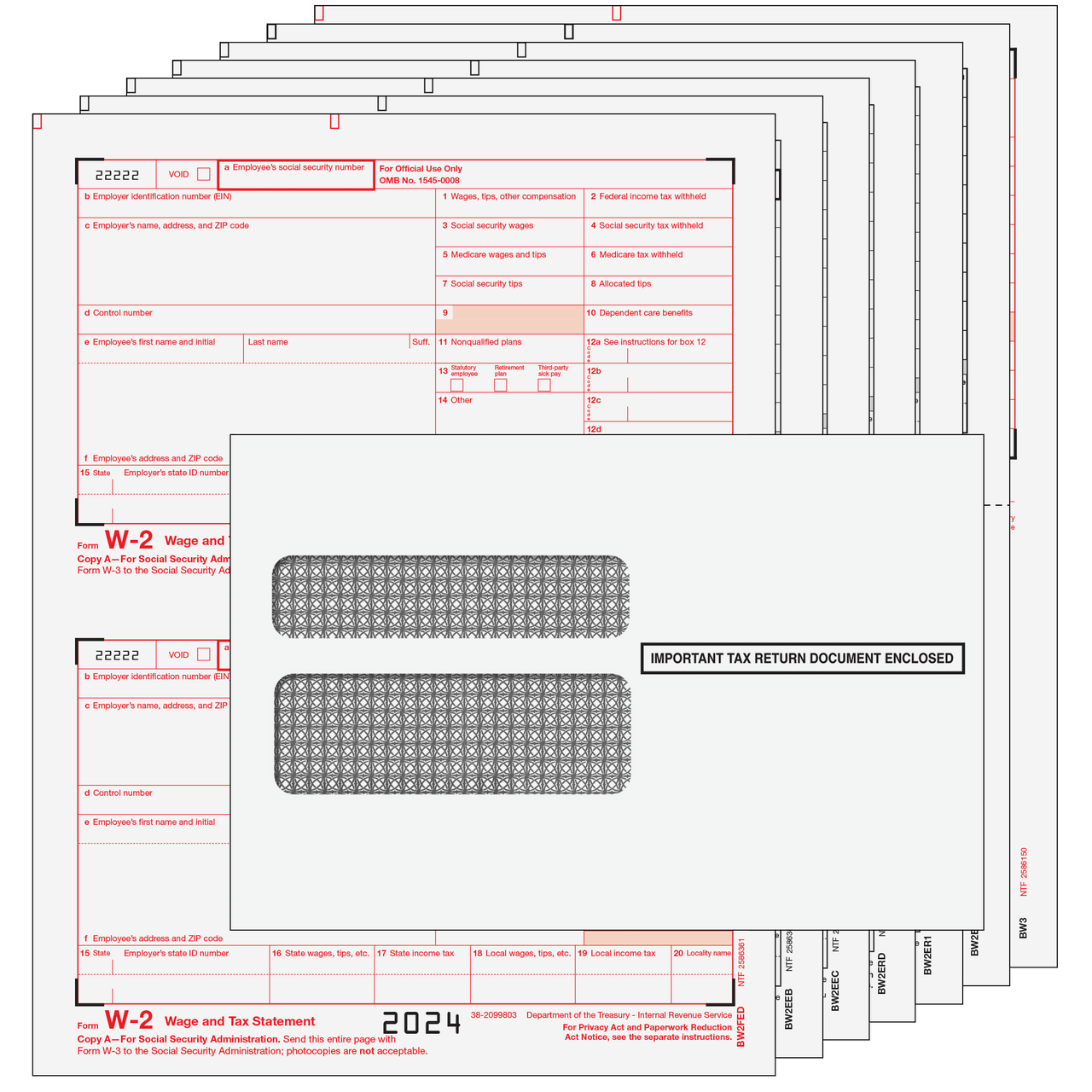 W2TRD6E50 - Preprinted W-2 Form 6-part Kit (with Moisture Seal Envelopes) - 50 quantity