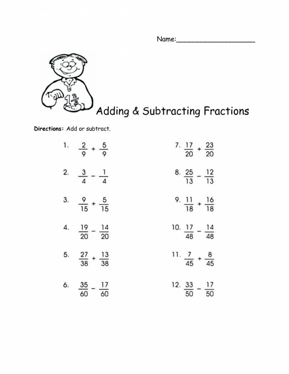 Adding subtracting multiplying dividing fractions worksheet db excel