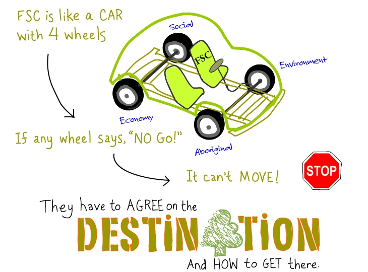 FSC is like a car FSC is like a car, illustration by Franke James