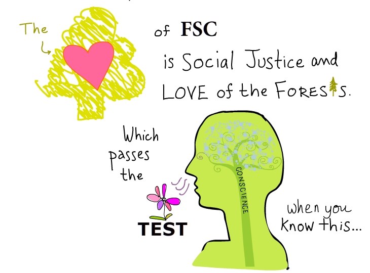 The heart of FSC is social justice and love of the forest The heart of FSC is social justice and love of the forest, illustration by Franke James
