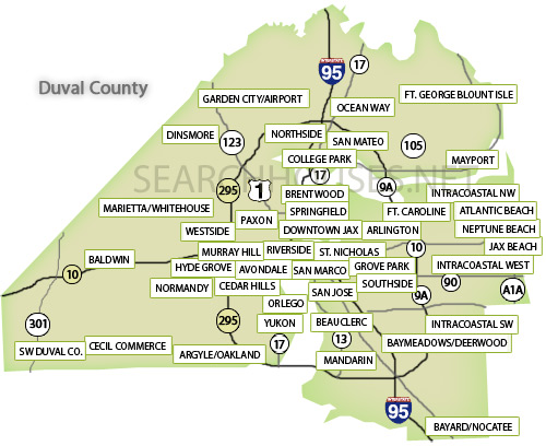 Map Of Duval County Zip Codes Map Duval 