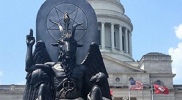 Satanic Baphomet Statue Smashed To Pieces