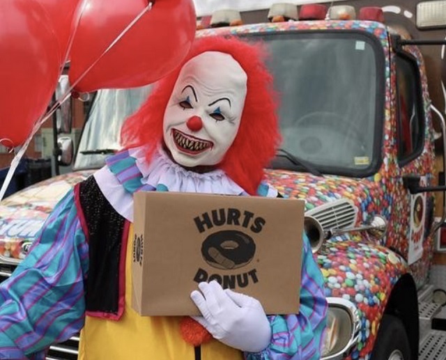 Company Uses Creepy Clowns To Deliver Donuts To Your Door