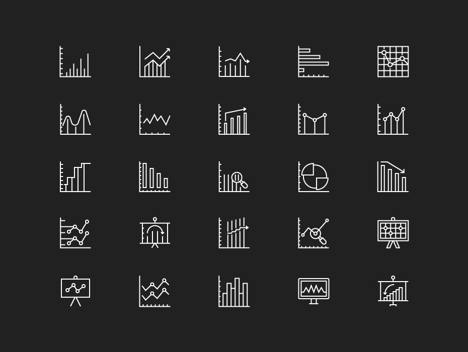 Graphs and Charts Icons - Frebers