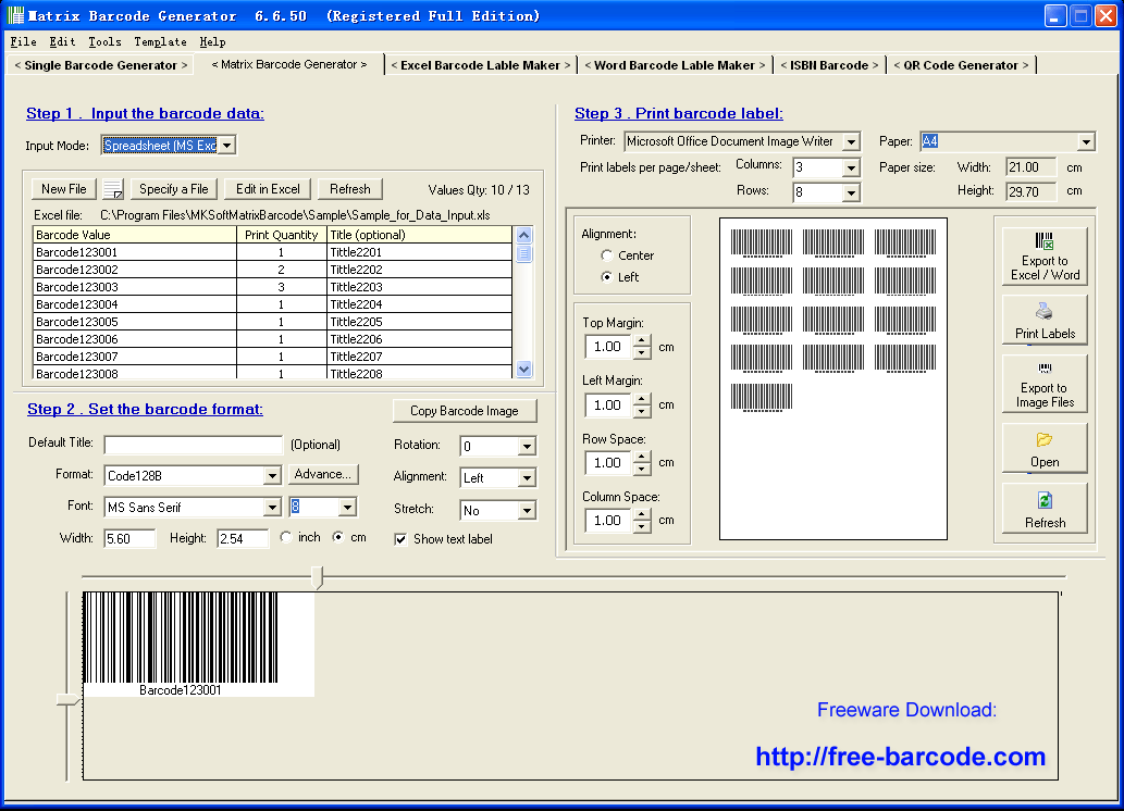 excel print barcode labels