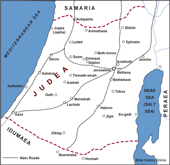 Luke 2 Background Information With Maps And Images Picture Study Bible Map Judea Southern Palestine 
