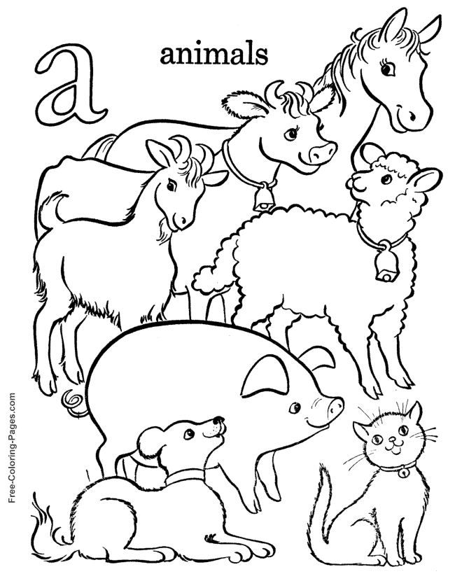 alphabet coloring book pages a is for animals