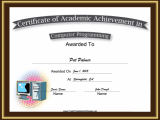 Computer Programming Academic Certificate Printable Certificate