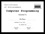 Computer Programming Certificate Printable Certificate