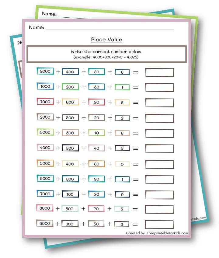 place value worksheets for fourth grade math learn and practice with fun