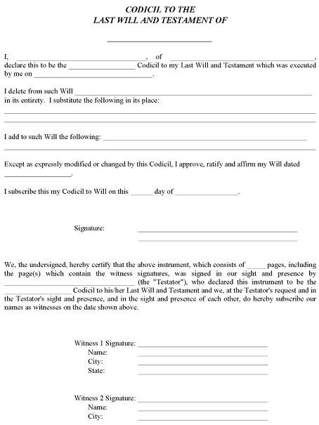 free michigan codicil to will pdf word free printable legal forms