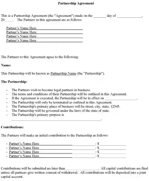free tennessee partnership agreement pdf word free printable legal forms