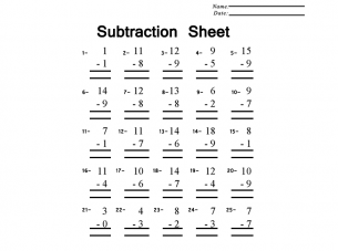 subtraction worksheets 2