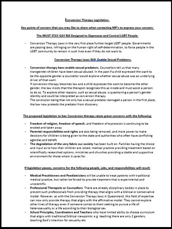 Conversion Therapy Points of Issue