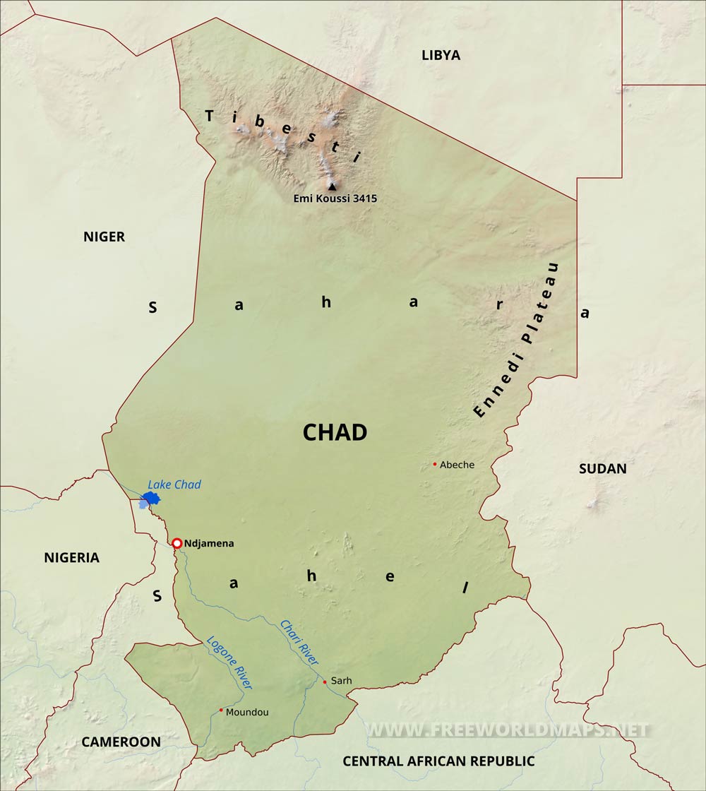 Map Of Chad Chad Physical Map 