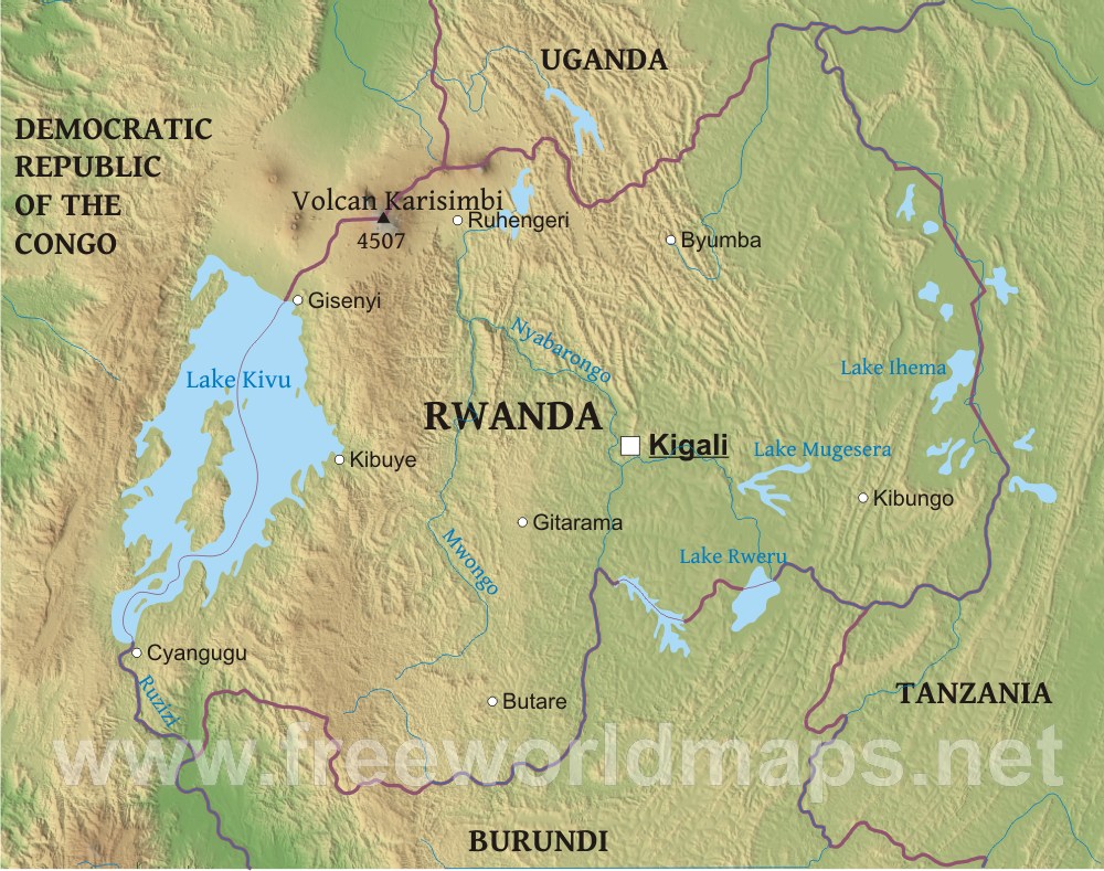 Rwanda Physical Map Rwanda Map Physical 