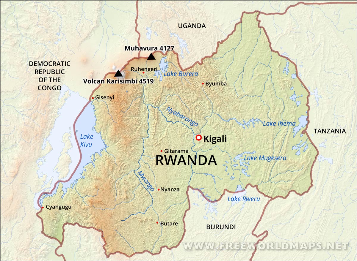 Rwandan Genocide Map Rwanda Physical Map 