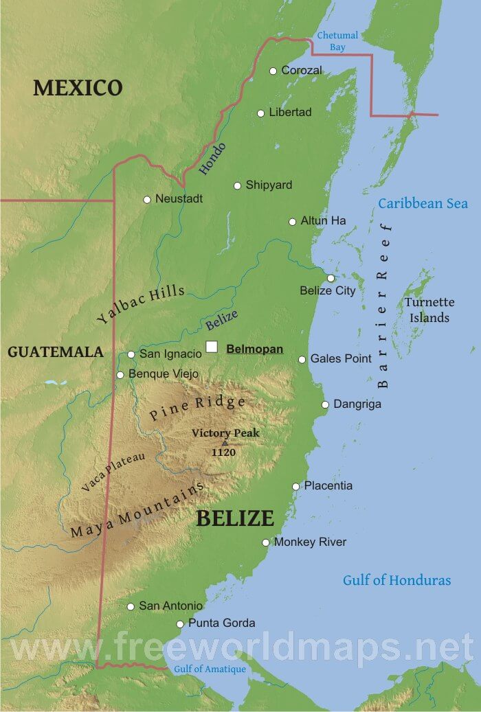 Belize Physical Map Belize Geography 