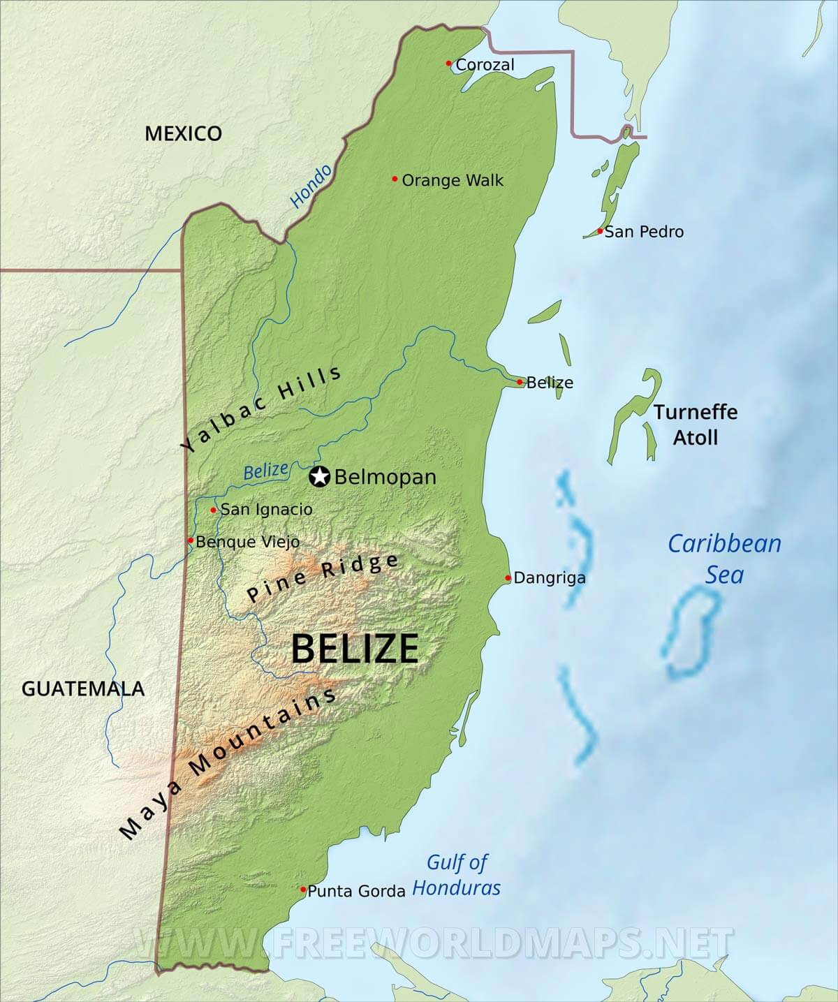 Belize Physical Map Belize Map Physical 