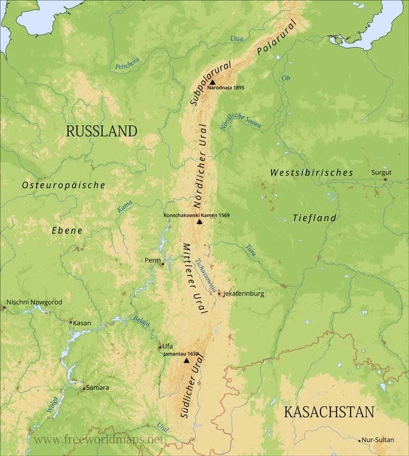 Ural Mountains On Asia Map Ural 