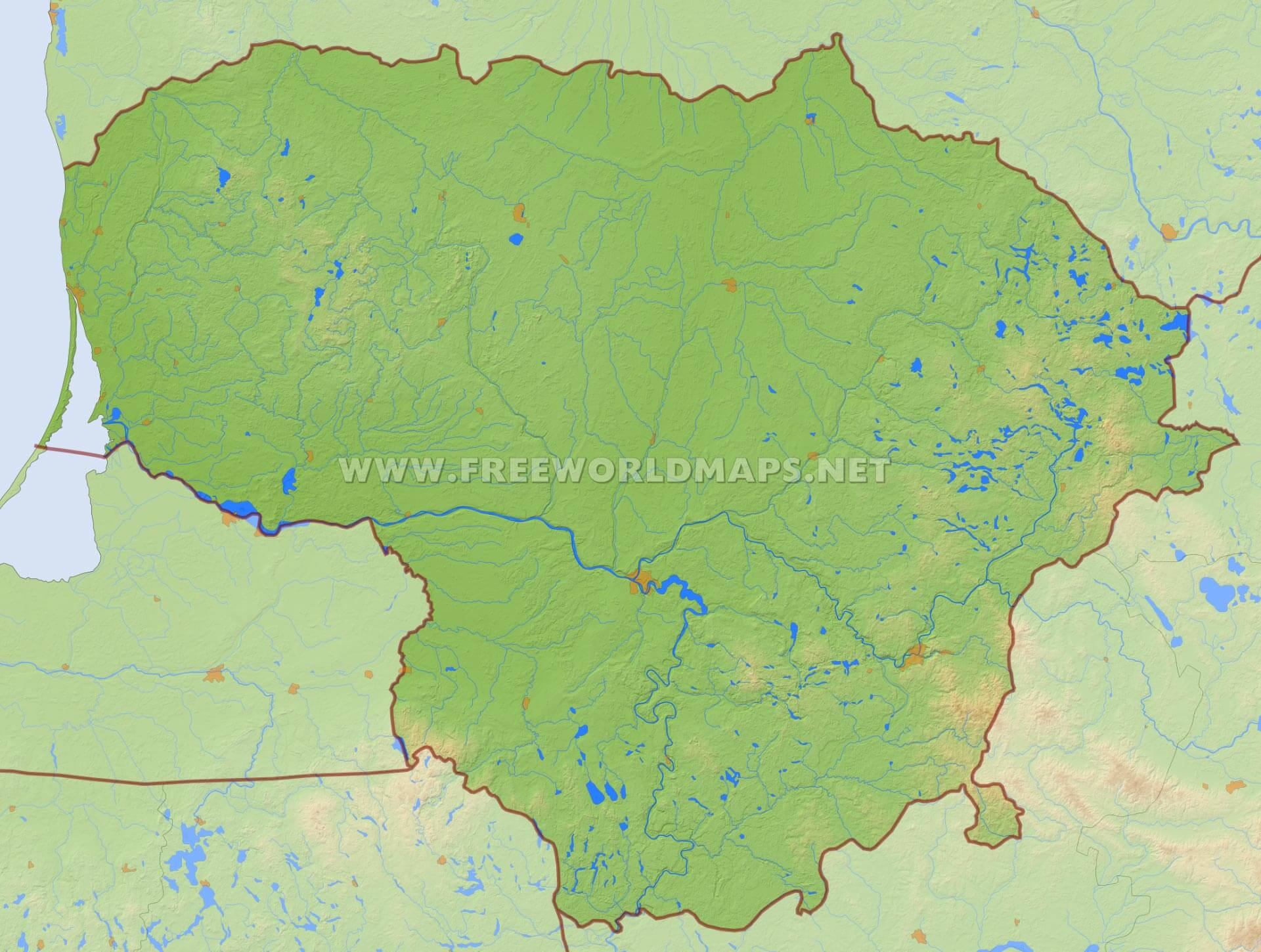 Lithuania Physical Map Lithuania Hd Map 