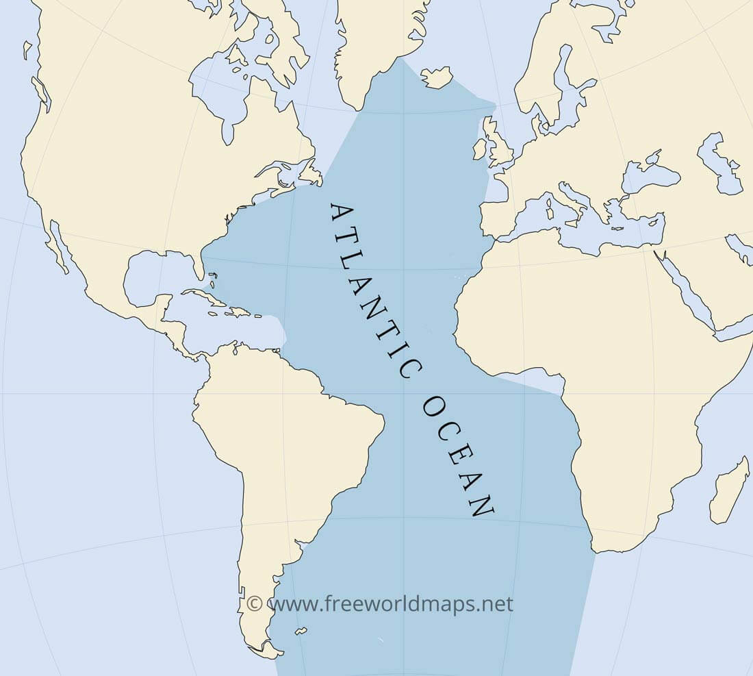 Atlantic Ocean Maps And Geography And Physical Features Atlantic Ocean Extent Map 