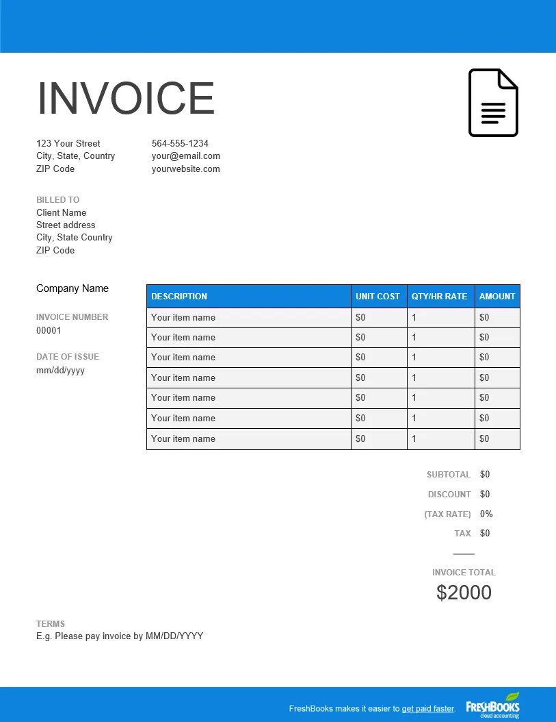 Free Tax Invoice Template Word