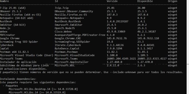 Script de Powershell para actualizar los programas en Windows 11