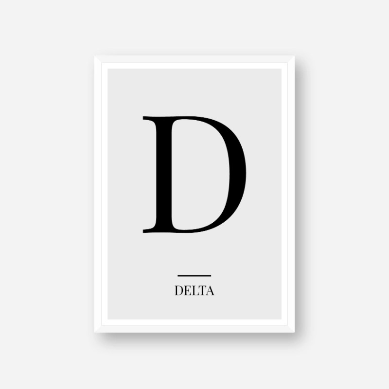 black letter d delta nato phonetic alphabet minimalist free printable wall art digital print frintables