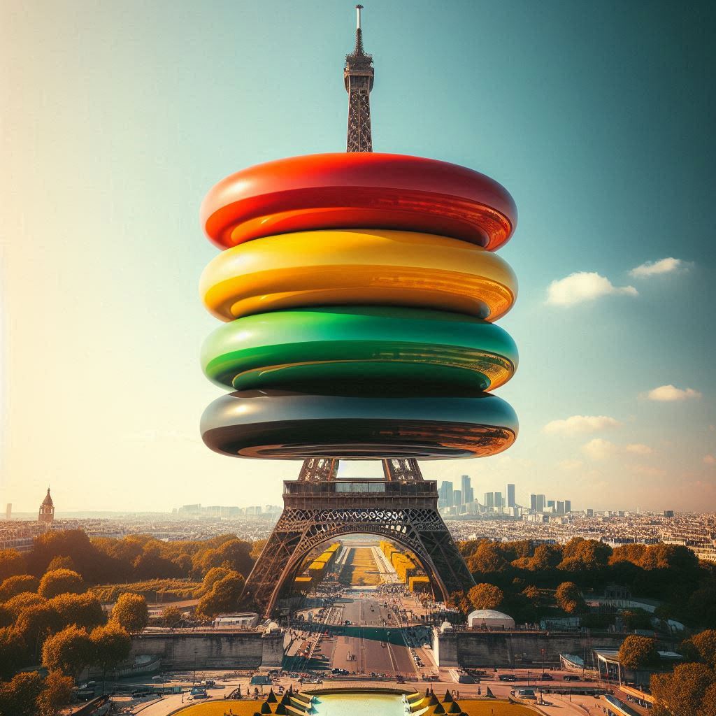 les anneaux installés sur la tour eiffel www.fucknews.fr