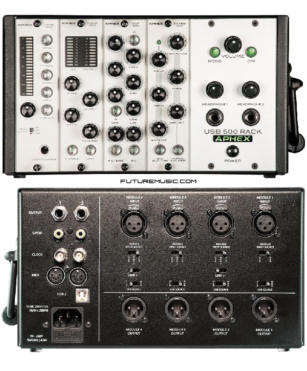 New aphex 500 series rack is a usb audio interface for 500 series modules