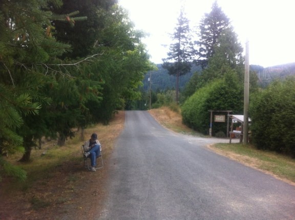 Here are my companions in plein air: first, my Dad sketching up a storm