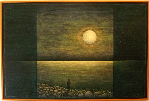 'Reading the Night Sky' by Judith Curelly, 48 x 72" (large!), oil and encaustic on wood