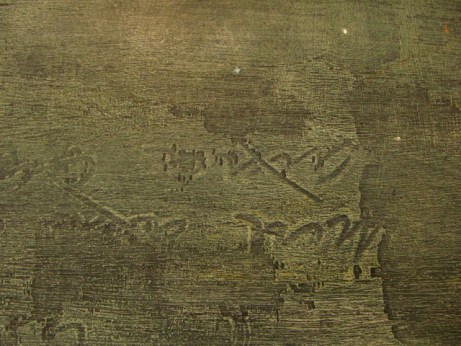 Detail 'Wanderlust' - I love text in artwork and here Curelly scratches out the words
