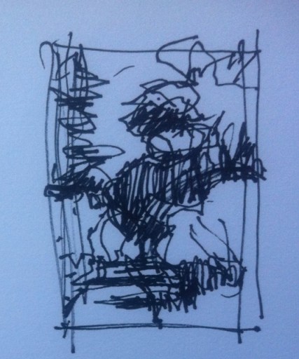 1. My usual thumbnail sketch - darks and lights - down and dirty