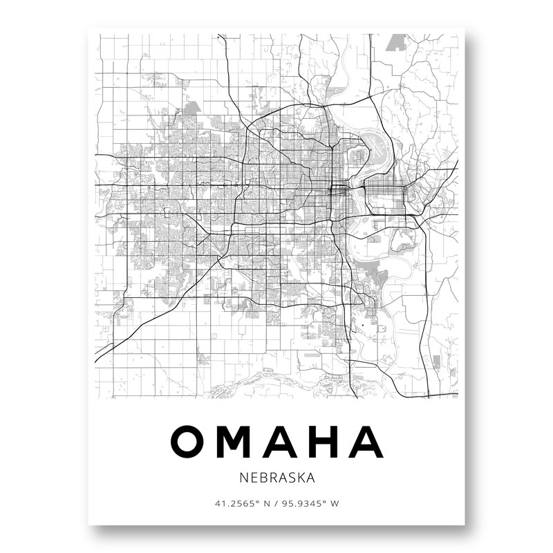 Omaha City Map Of The Us Download Map Omaha Art Poster Print Omaha Nebraska 