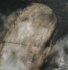 Moby Tar, asphaltum, oil on wood 8" x 8" NFS